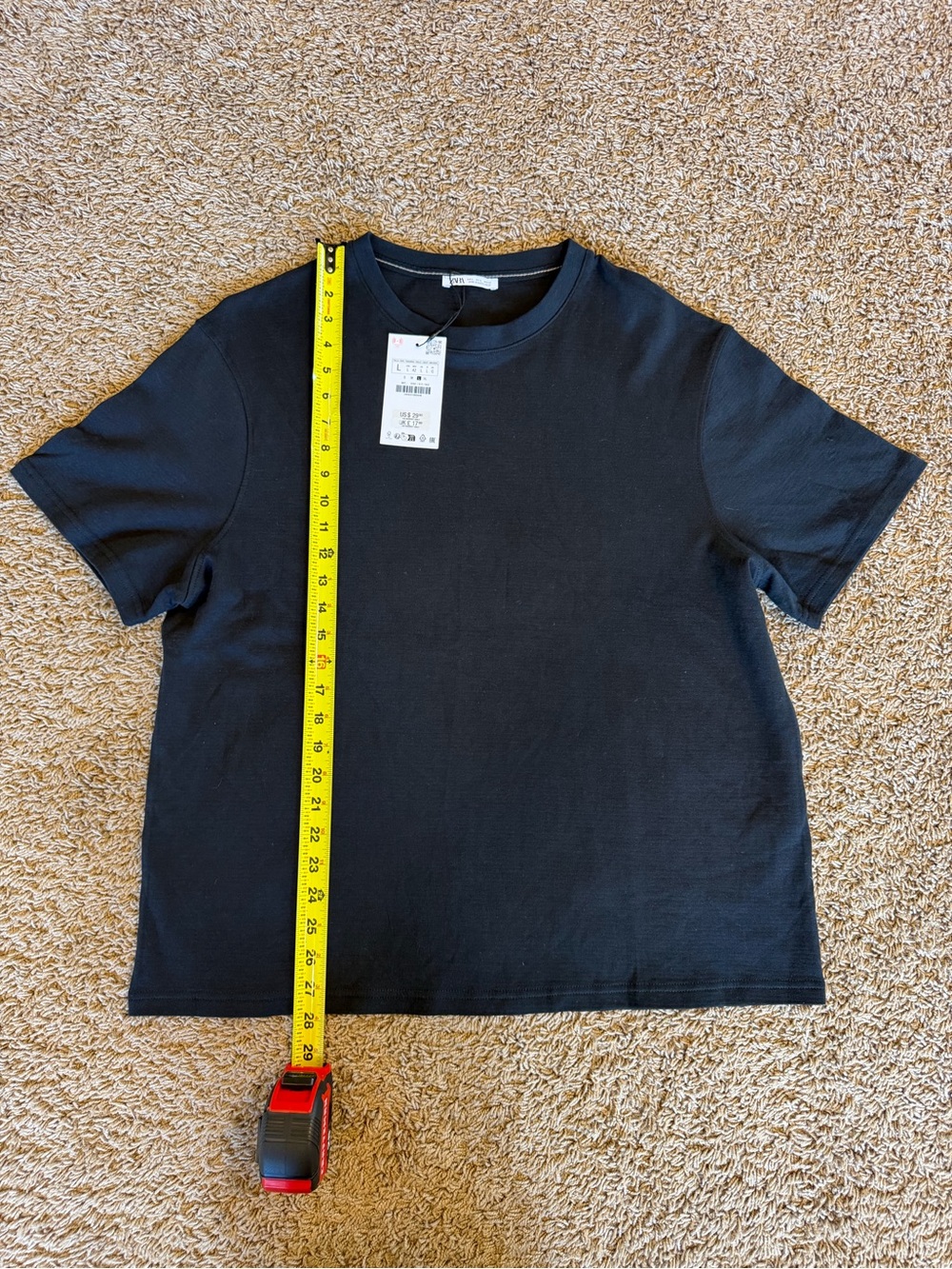 Zara Black Short-Sleeve Crewneck T-Shirt